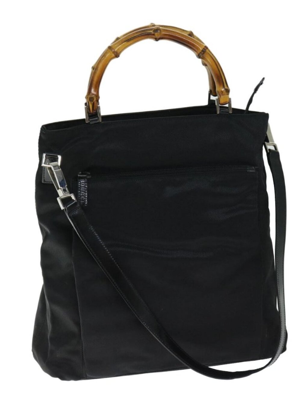GUCCI Bamboo Hand Bag Nylon 2way Black 002 3754 0506 Auth ep3379